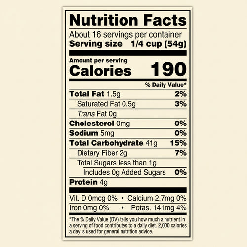 Nutrition label for Sprouted Brown Rice (3-Pack)